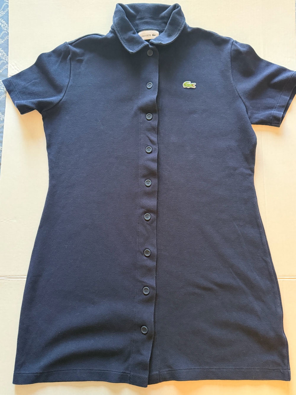 Lacoste Mini Stretch Pique Buttoned Polo Dress Blue 40